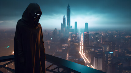 Vigilante in cyberpunk city