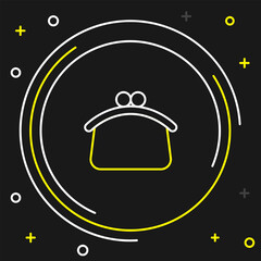 Line Wallet icon isolated on black background. Purse icon. Cash savings symbol. Colorful outline concept. Vector