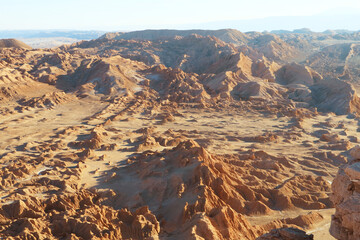 Fototapeta na wymiar Marvelous Landscape of Valle de la Luna Meaning Valley of the Moon, Atacama Desert, Los Flamencos National Reserve, Northern Chile, South America
