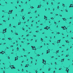 Black Pendant on necklace icon isolated seamless pattern on green background. Vector