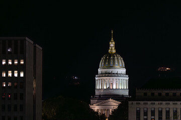 West Virginia State Capitol Building - Lighted Gold Dome