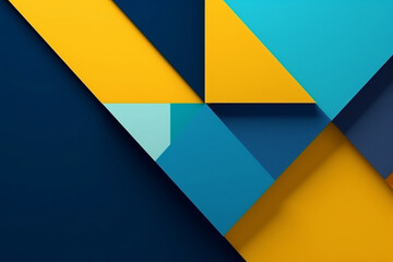 Geometric abstract two color, blue and yellow, colorful minimal generative AI