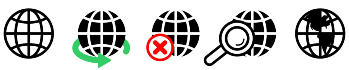 Globe, world, search, internet icon set
