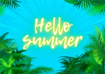 Fototapeta na wymiar Colorful summer background design banners. Horizontal poster, greeting card, website header