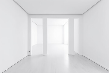 Bright white empty room with pillars Generative AI
