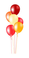 Set of inflatable balloons in red, orange, yellow colorsisolated on white background. Illustration for birthdays, parties, weddings or promotion banners or posters. Vector