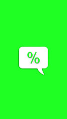 Light green percent sign on white message board. Interest withdrawal signal. Discount notifications. Message on a Light green background. Vertical image. 3D image. 3D rendering.