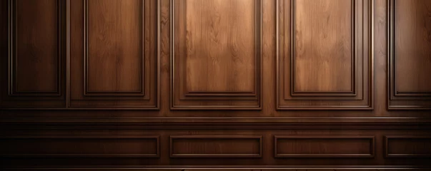 Foto op Canvas Luxury wood paneling background or texture. highly crafted classic / traditional wood paneling, with a frame pattern, often seen in courtrooms, premium hotels, and law offices. Generative AI. © killykoon