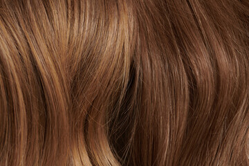 Close-up texture colored hair set. Toned different shades of strands background