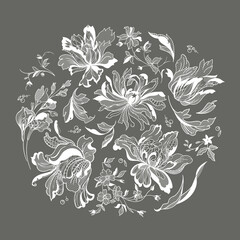 Floral frame. Lace vector illustration.