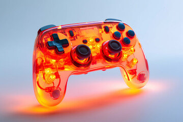 Generative AI illustration of modern transparent plastic joystick placed on surface