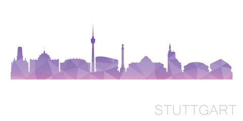 Stuttgart, Germany Low Poly Skyline Clip Art City Design. Geometric Polygon Graphic Horizon Icon. Vector Illustration Symbol.