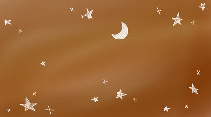 茶色の星空と三日月　グラデーション　3412×1901