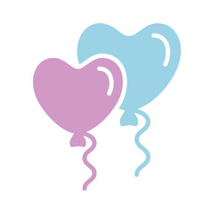 Love heart balloons isolated vector glyph icon