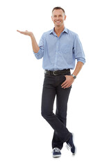 Full body, hand or portrait of happy businessman smiling on isolated on transparent png background....