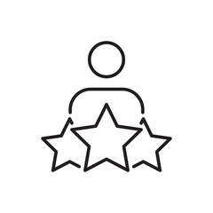 Man with three stars line icon. Editable stroke