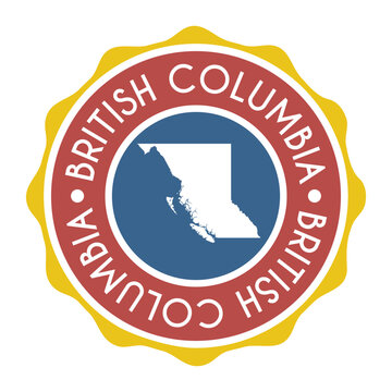 British Columbia, Canada Badge Map Vector Seal Vector Sign. National Symbol Country Stamp Design Icon Label. 