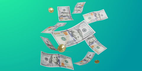 Fototapeta na wymiar dollar cash vector 3d finance