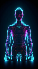 human hologram 3d geometric ,generative ai