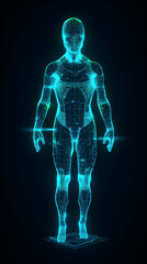 hologram human 3d model illustration ,generative ai