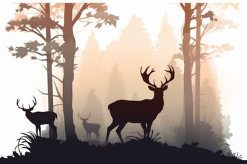 deer in forest scape, isolated on transparent background. Generative AI