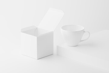 Ceramic Mug Cup For Coffee Tea White Blank 3D Rendering Mockup