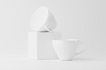 Ceramic Mug Cup For Coffee Tea White Blank 3D Rendering Mockup
