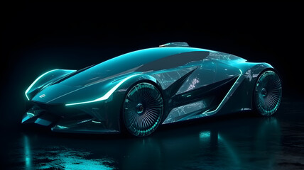 futuristic hologram super car ,generative ai