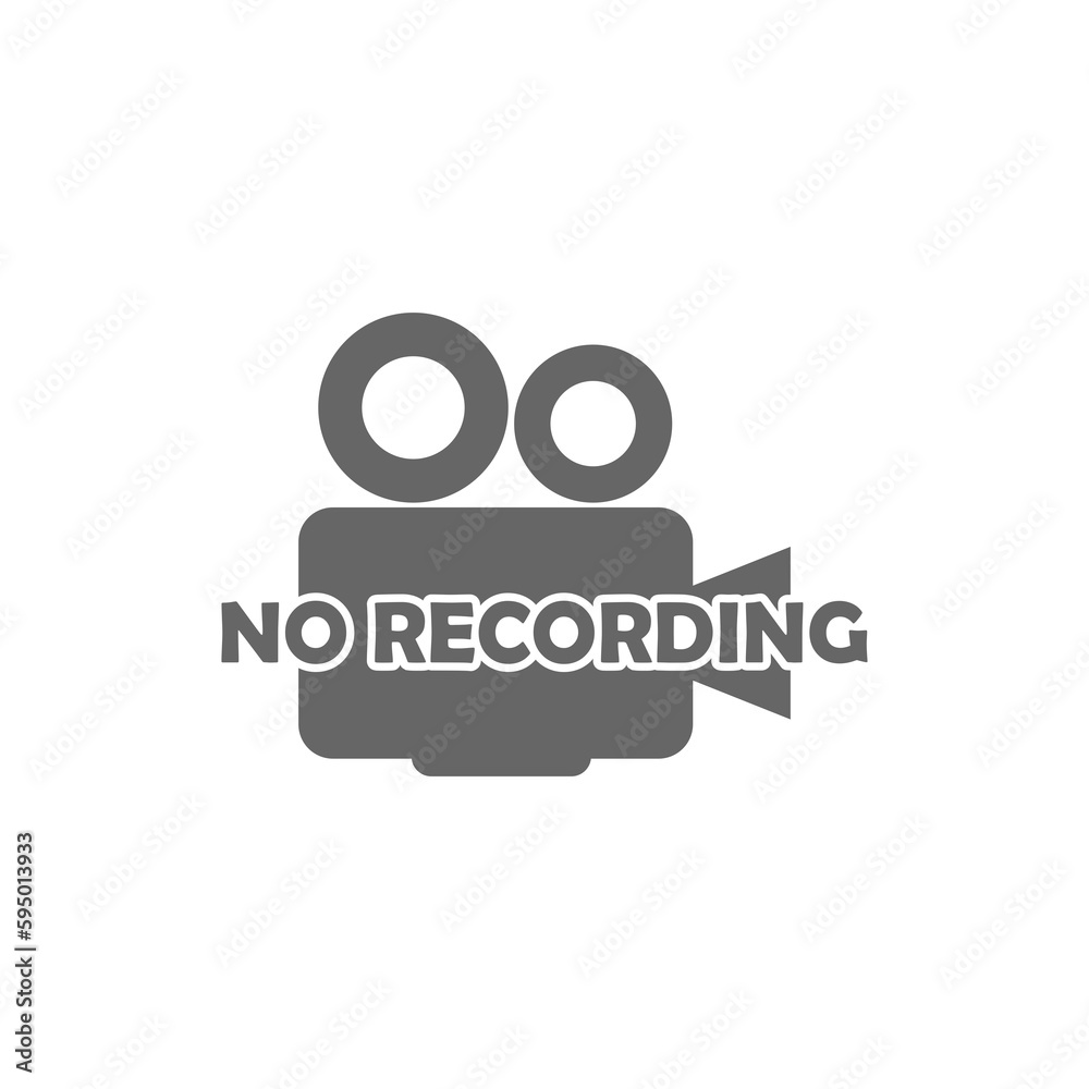 Sticker No video recording sign icon isolated on transparent background