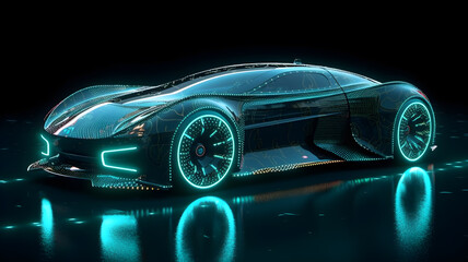 Obraz na płótnie Canvas hologram futuristic electric car ,generative ai
