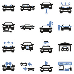 Car Icons. Two Tone Flat Design. Vector Illustration.