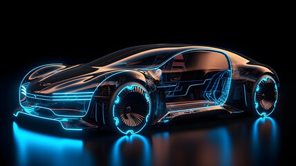 Obraz na płótnie Canvas hologram futuristic electric car ,generative ai