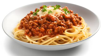 dish of pasta bolognese isolated white background generated by ai