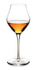 Amber sweet wine or italian wine passito in glass isolated