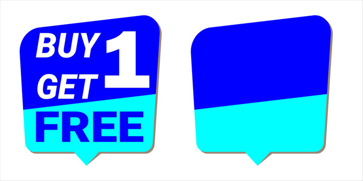 Buy 1 get 1 free discount tag with one blank template. Vector illustration EPS 10 file.