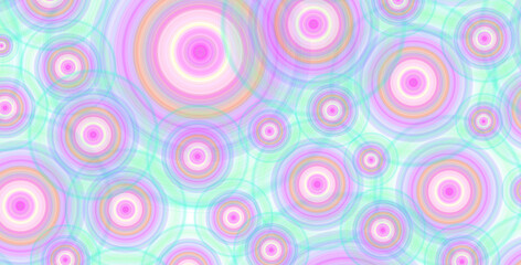 Fototapeta premium Pastel Lilac Purple and Mint Green Chaotic Circles Pattern for Abstract Background