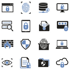 Cyber Security Icons. Two Tone Flat Design. Vector Illustration.