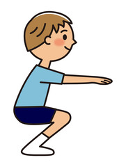 トランポリンをする男子_膝曲げ