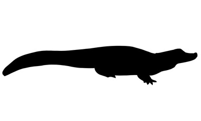 ワニ　黒　モノクロ　シルエット　イラスト