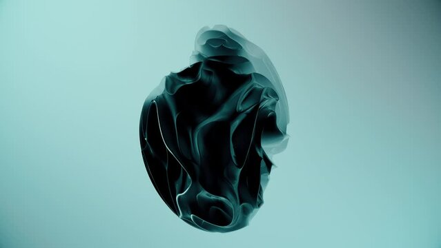 3D render of slow motion shape with displacement of surface in abstract environment of CGI studio, fogged background, 4K abstract animation