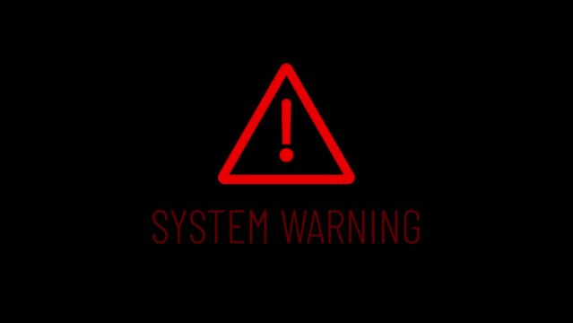 System Warning Text Sign, System Error Security ,Hacking Alert , Virus Detect, Computer Error Distortion Message, 4K Animation