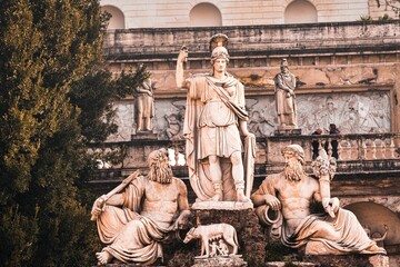 Famous historic Statue of the goddess Roma in Rome, Italy