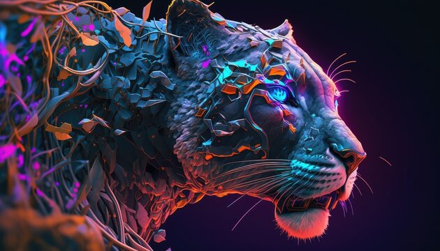 Cougar on a dmt trip, Created with generative Ai technology