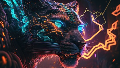 Cougar on a dmt trip, Created with generative Ai technology