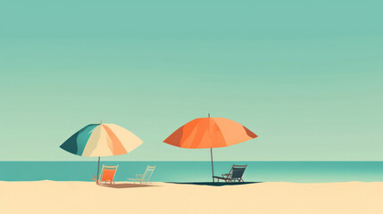 Fototapeta na wymiar Minimal tropical beach background. Retro tone color style. Summer holiday and travel vacation concept. Generative ai.