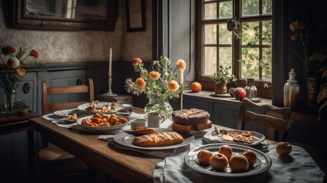 French food photography style natural lighting, Generative AI