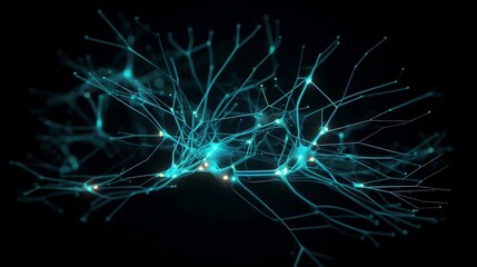 artificial intelligence concept, 3d render, glowing abstract digital neuron connections. hologram human brain view. innovative process technology. generative AI