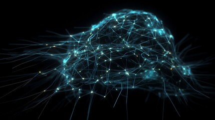 artificial intelligence concept, 3d render, glowing abstract digital neuron connections. hologram human brain view. innovative process technology. generative AI