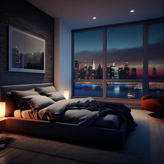 Luxury bedroom at night