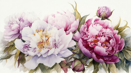Bouquet of colorful peonies . generative AI